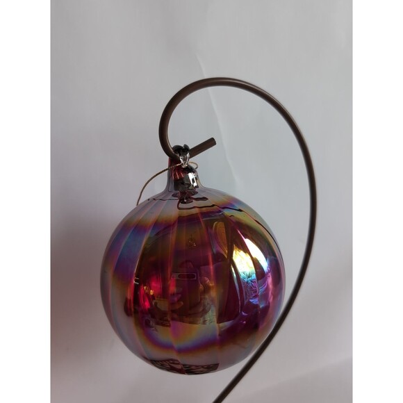 Unbranded Other - Vtg Iridescent Red Ribbed Blown Glass Christmas Ornament Ball Large